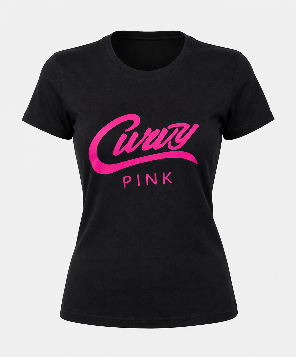 Curvy Fit  nyc women's Black Boyfriend Tee – Curvy Pink Signature Logo
