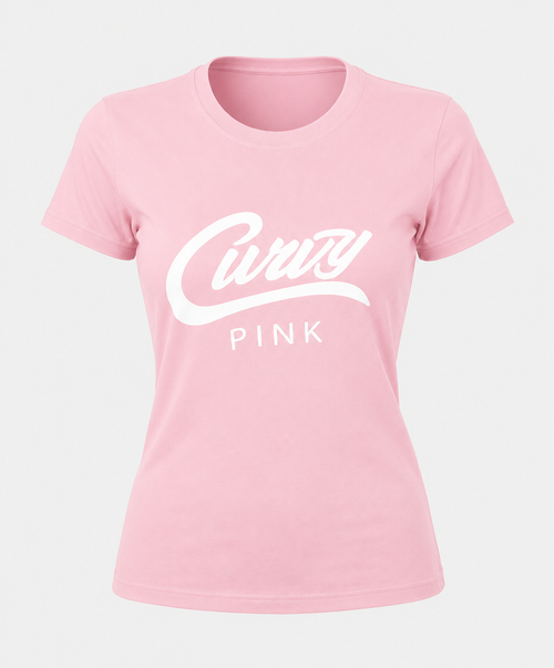 Curvy Fit  nyc women's light pink Boyfriend Tee – Curvy Pink Signature Logo