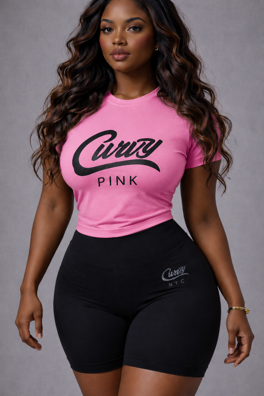 Curvy Fit NYC Women's pink Boyfriend Tee – Curvy Pink Signature Logo