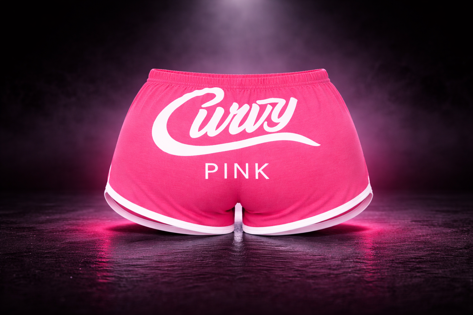 Curvy Pink Workout Shorts with signature logo on back