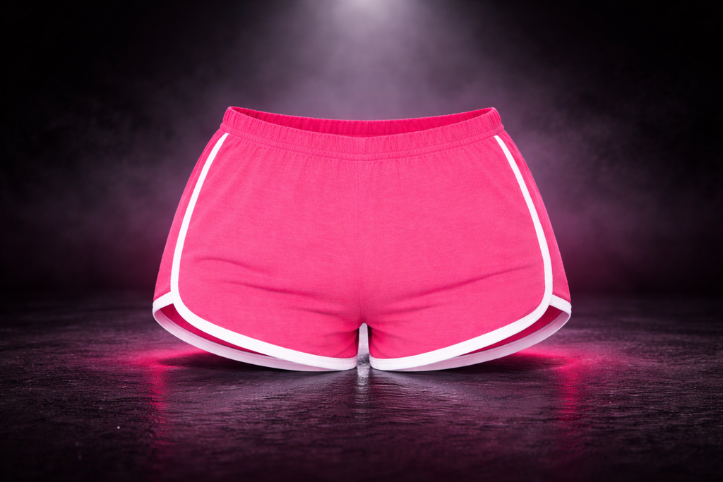 Curvy Pink Workout Shorts with signature logo on back