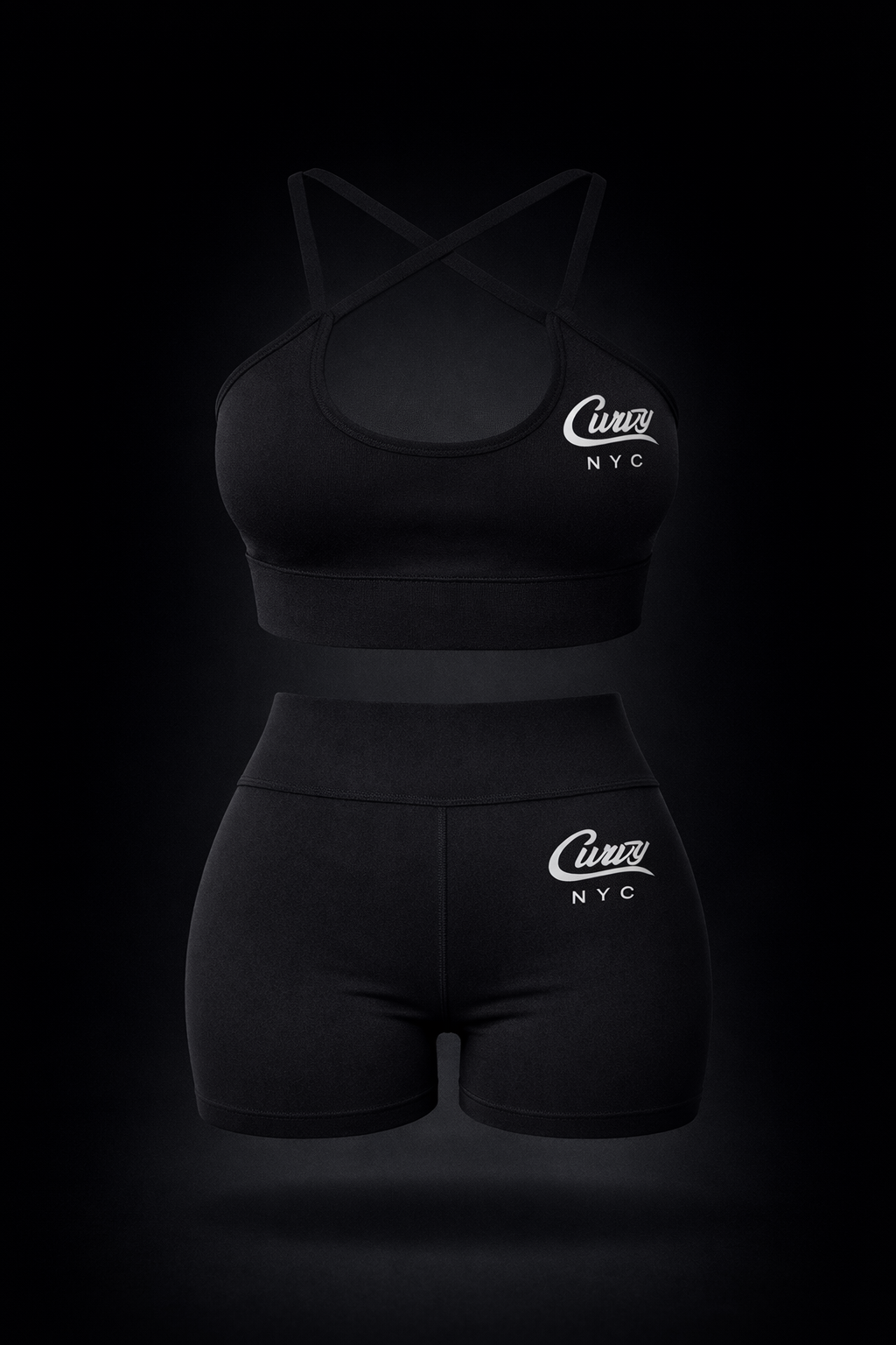 2 Piece Sport Bra and Short Set with Signature Logo