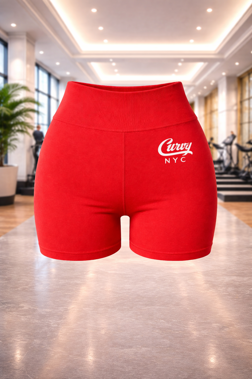 cherry red crop top tee with matching shorts with signature logo