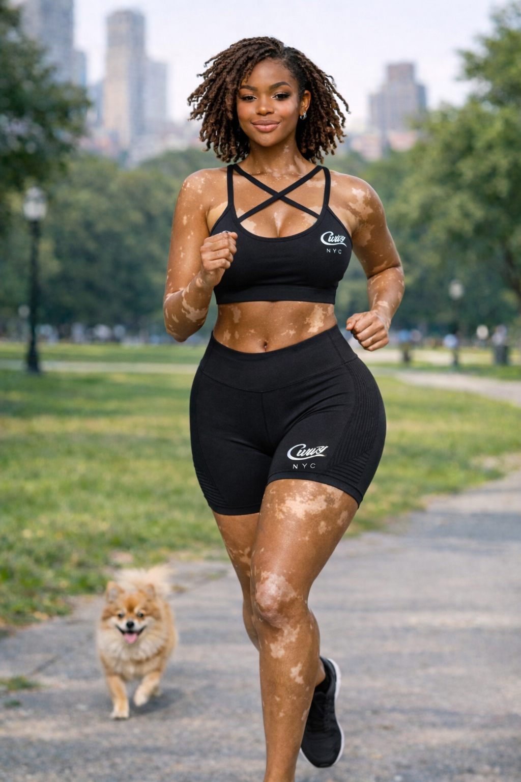 2 Piece Sport Bra and Short Set with Signature Logo